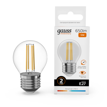 Лампа светодиодная Gauss Filament Elementary E27 10W 2700K 52210