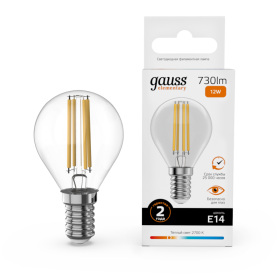 Лампа светодиодная Gauss Filament Elementary E14 12W 2700K 52112