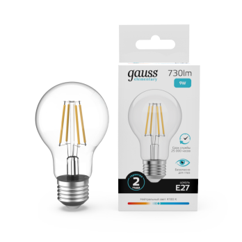 Лампа светодиодная Gauss Filament Elementary E27 9W 4100K 22229