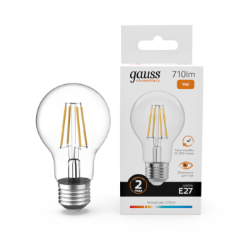 Лампа светодиодная Gauss Filament Elementary E27 9W 2700K 22219