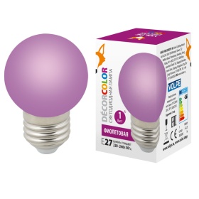 Лампа декоративная светодиодная (UL-00005652) Volpe E27 1W фиолетовая LED-G45-1W/PURPLE/E27/FR/С